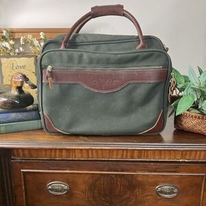 Vintage Orvis Battenkill Green Canvas & Leather Briefcase Laptop Bag Old Money